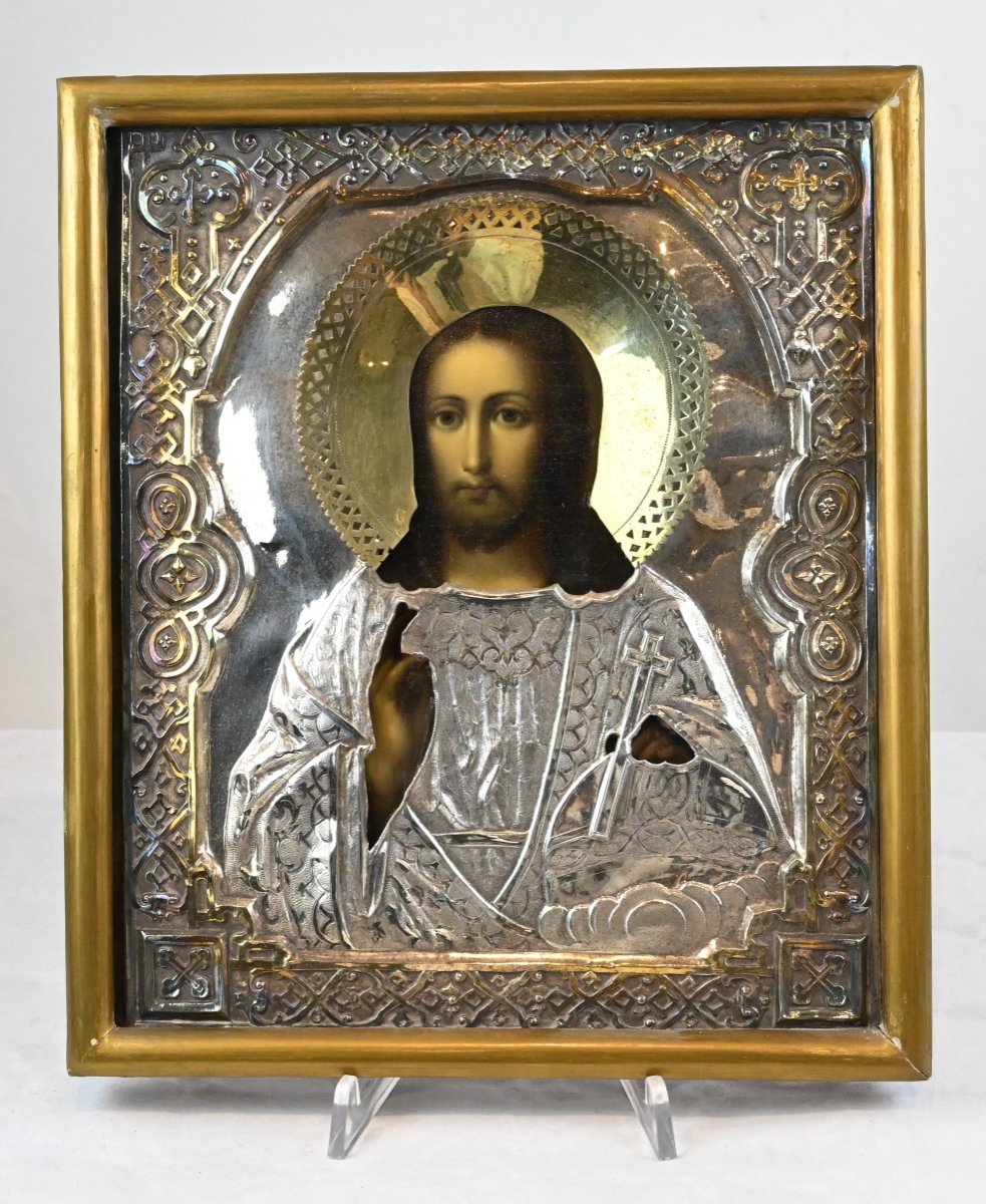 Russian Icon - Christ Salvador Mundi - Moscow Second Half 19th Century